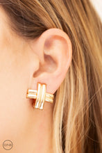 Load image into Gallery viewer, Couture Crossover - GOLD CLIP ON Earrings