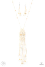 Load image into Gallery viewer, Macrame Majesty white necklace AND Whimsically Woodsy White bracelet -- SOLD AS SET (Copy)