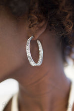 Load image into Gallery viewer, Glitzy by Associations-white hoop earrings