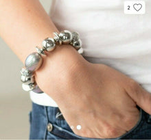 Load image into Gallery viewer, BigLeague Luster - Silver Bracelet and Welcome to the big league silver necklace -SOLD AS SET