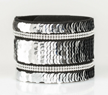 Load image into Gallery viewer, Heads or Mermaid Tail - blue/silver Reversible Bracelet