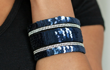 Load image into Gallery viewer, Heads or Mermaid Tail - blue/silver Reversible Bracelet