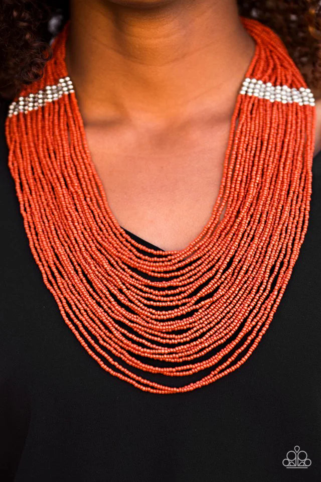 We Got The Bead -Orange Necklace
