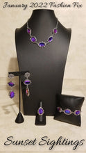 Load image into Gallery viewer, Fashion Fix COMPLETE SET- Sunset Sighting --Regal Renaissance Purple necklace, Majestic Muse Purple Earrings, Royal Regalia Purple Bracelet, Supreme Sparkle Purple Ring
