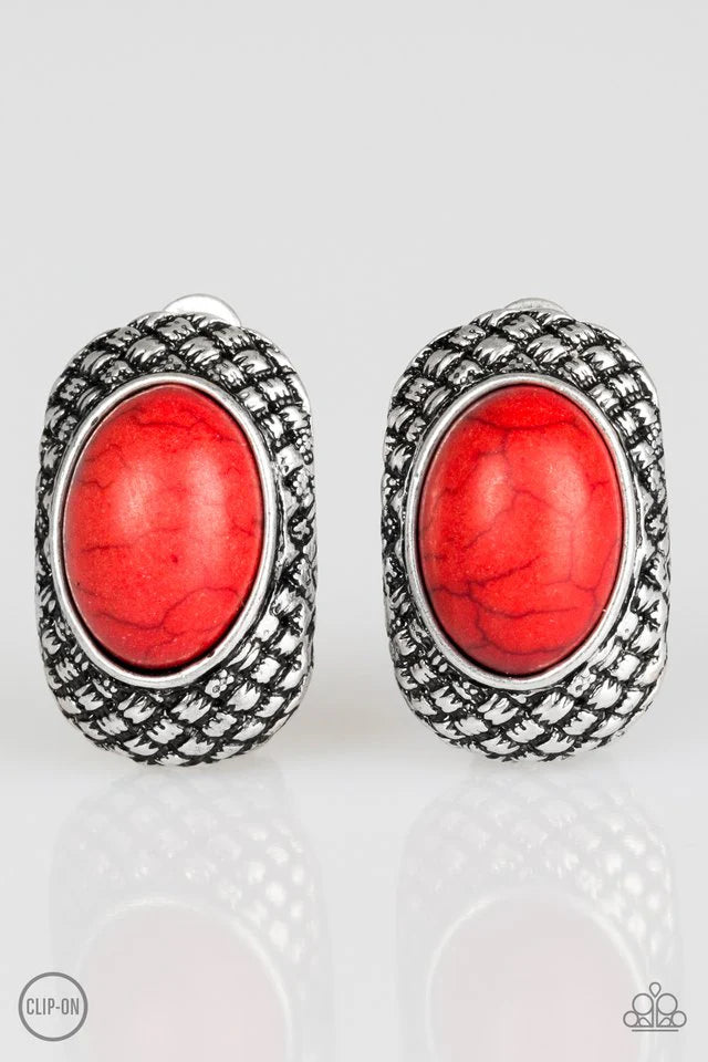Bedrock Bombshell- Red  CLIP ON Earrings