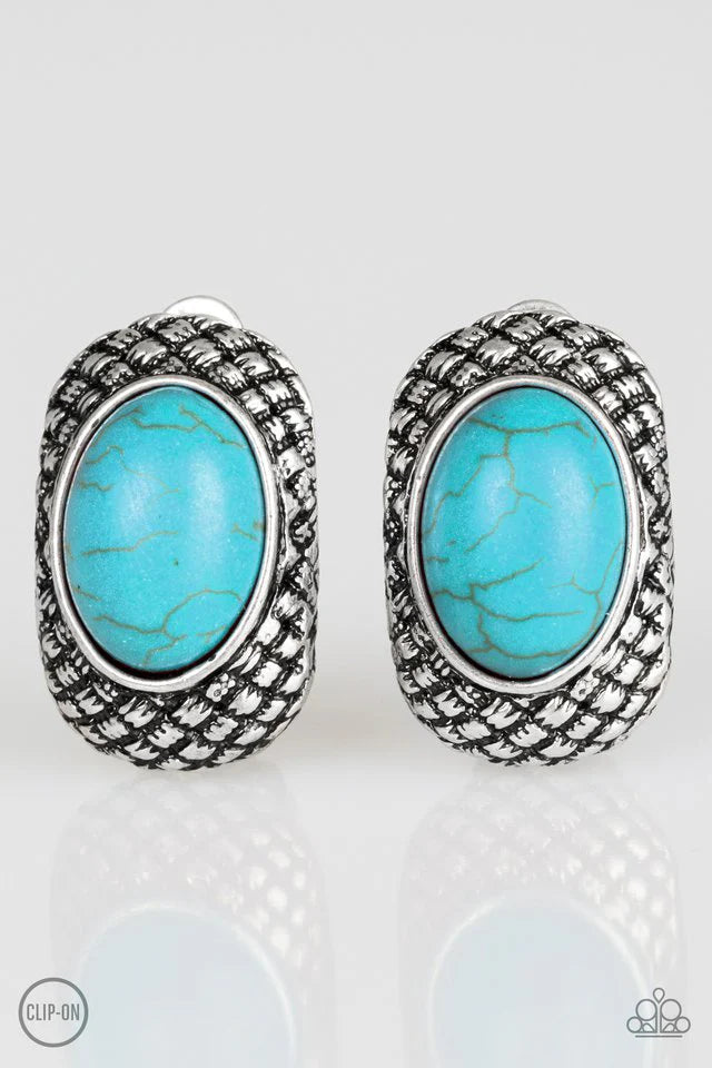 Bedrock Bombshell  - BLUE CLIP-ON  Earrings