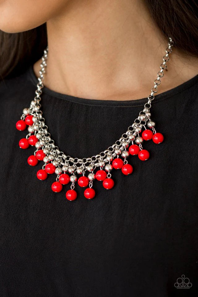 Friday Night Fringe  - RED  Necklace