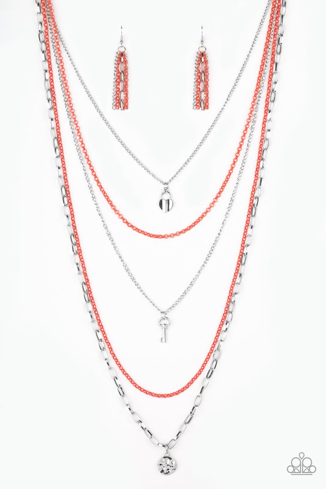 Right On Key - ORANGE NECKLACE