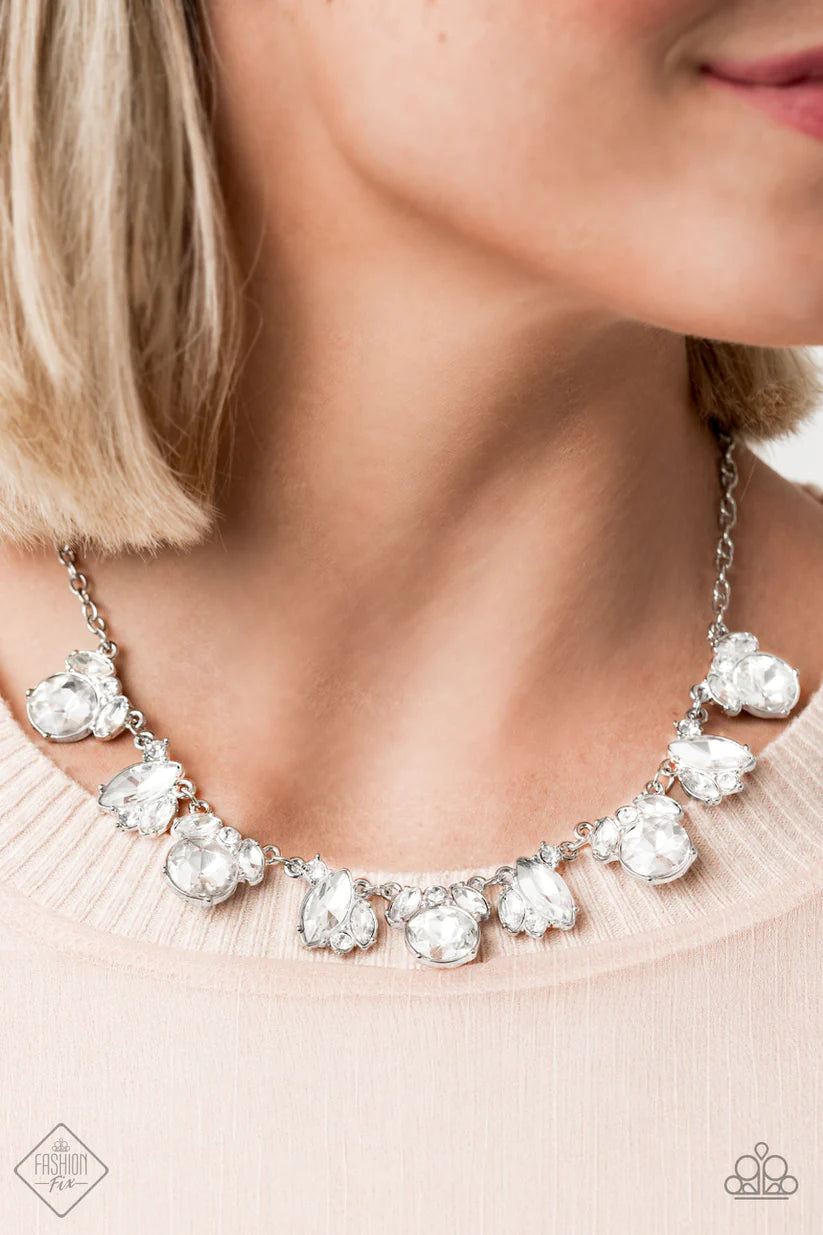 Bling to Attention - White  Necklace