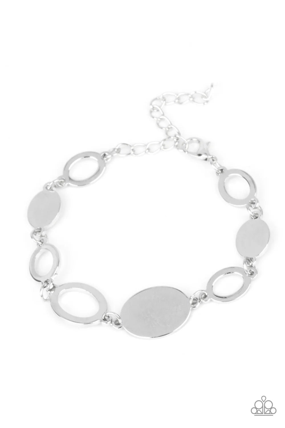 Oval and Out Silver Bracelet-AND Oval Time - Silver  Necklace -- SOLD AS SET