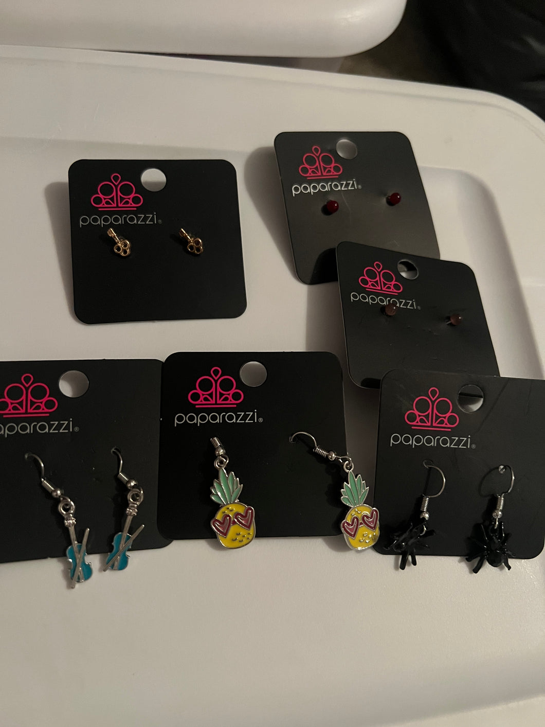 Lil Diva's (kids) violin, black spider, pineapple, keys, purple  shaped earring ***4 for $1***