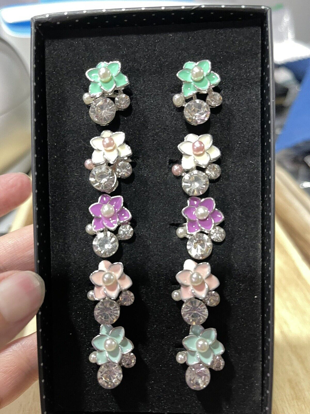Flower Cluster  with pearl in middle and rhinestones rings- Lil Diva - *****4 for $1.00 (Copy)