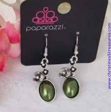 Floral Finery- Green Earrings