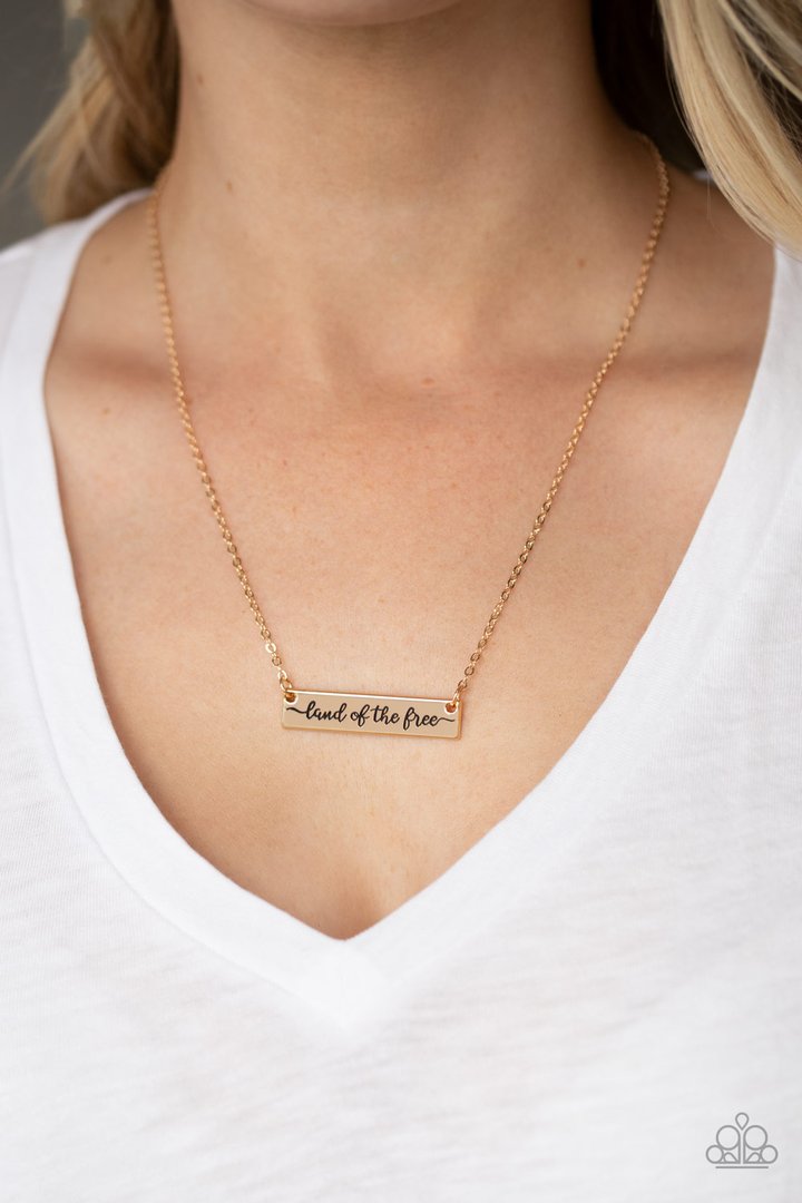 Land Of The Free - GOLD  Necklace