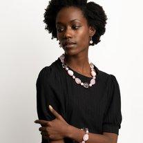 Load image into Gallery viewer, Stacycatin Shimmer/I Need A Staycation - PINK necklace/Bracelet SET
