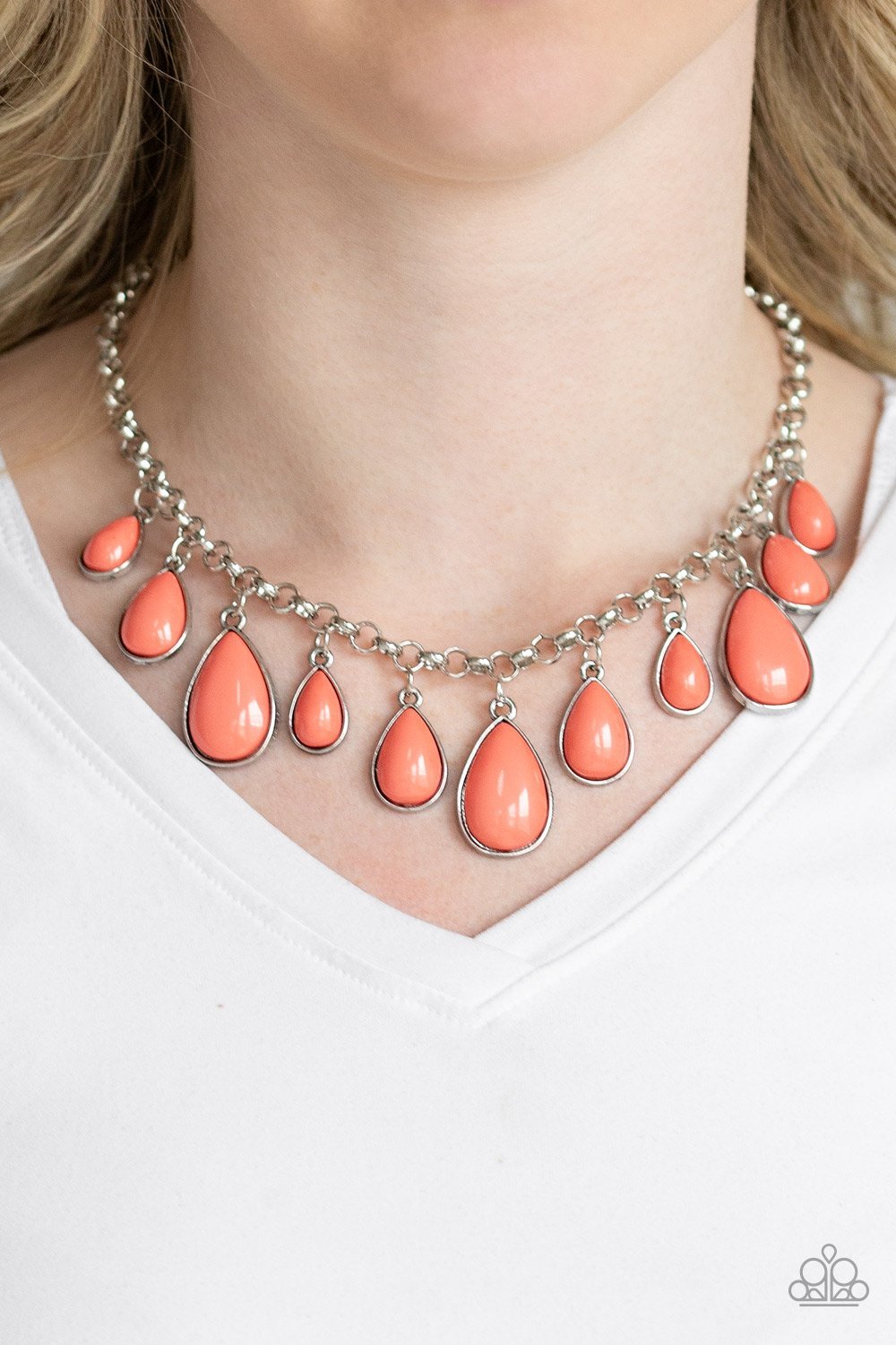 Jaw Dropping Diva - ORANGE  Necklace