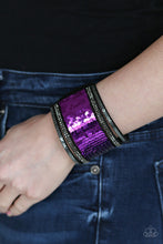 Load image into Gallery viewer, Heads or Mermaid Tail - purple/silver Reversible Bracelet
