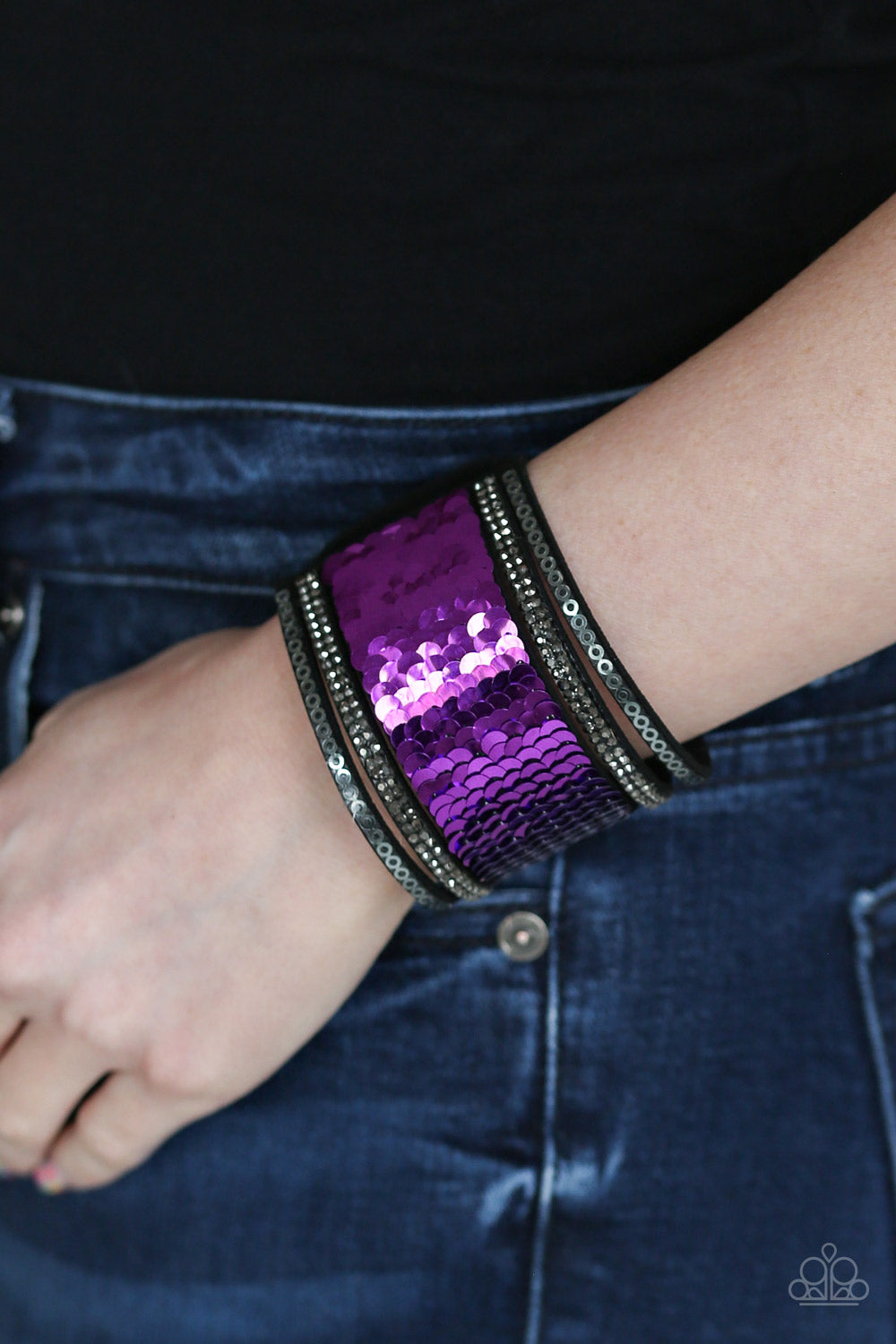 Heads or Mermaid Tail - purple/silver Reversible Bracelet