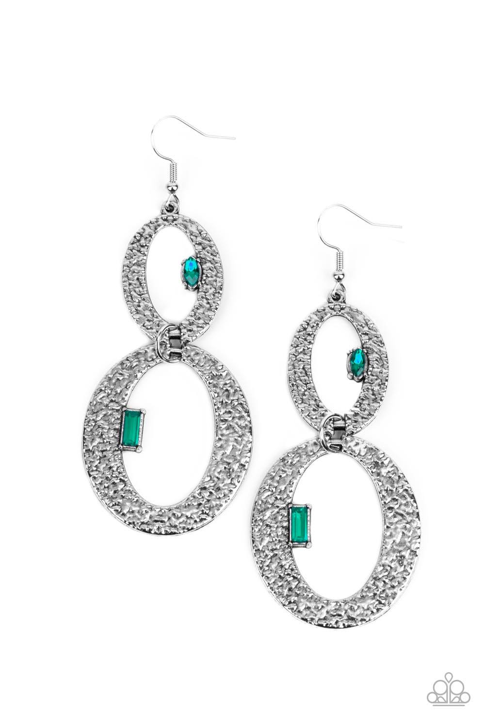 OVAL and oval again  - Green  Earring